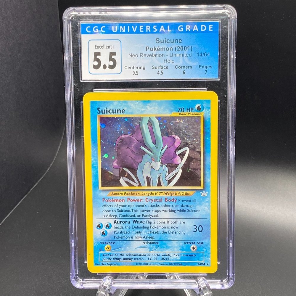 Suicune [Holo] Neo Revelation 14/64 CGC Excellent+ 5.5 Graded Pokemon Card 2001